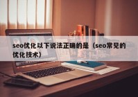 seo優(yōu)化以下說(shuō)法正確的是（seo常見的優(yōu)化技術(shù)）